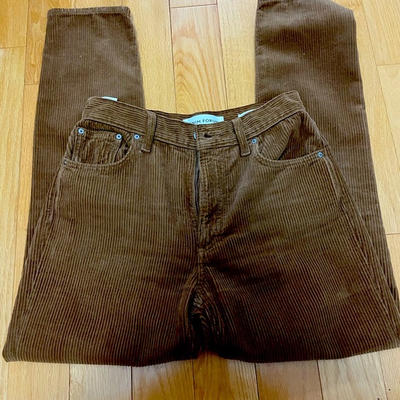 Denim Forum - Yoko high rise slim 28L corduroy pants in teddy brown - Picture 4 of 6